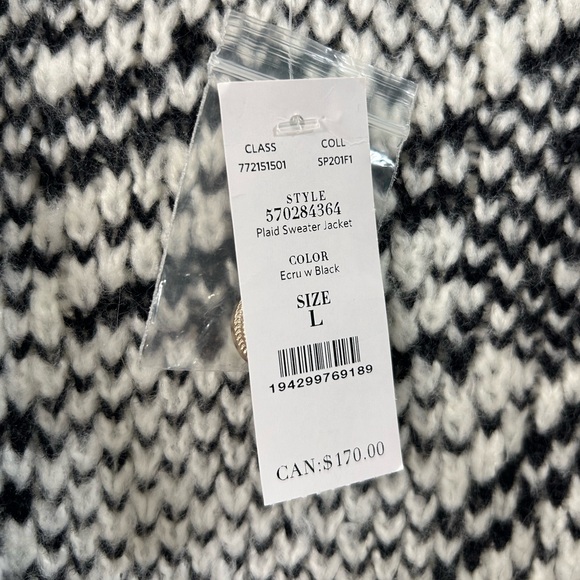 NWT White House Black Market Plaid Sweater Coat - Picture 3 of 8